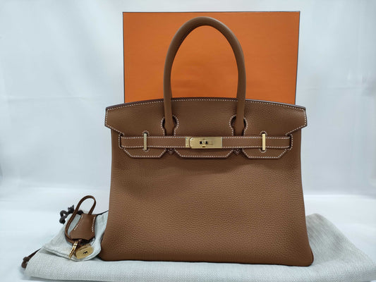 HERMES Togo Birkin 30 Gold GD Hardware Double Stamp Handbag