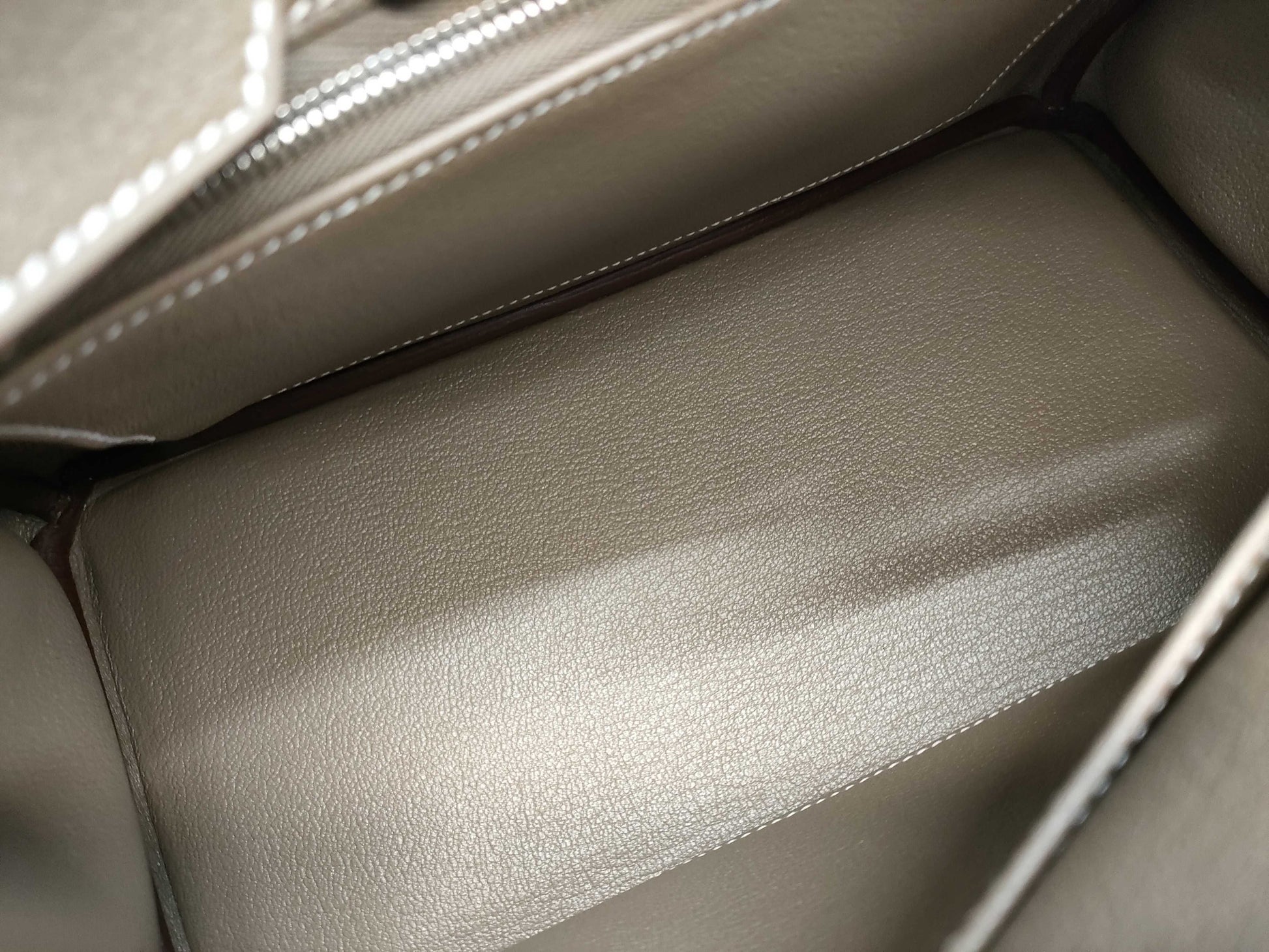 HERMES Togo Birkin 25 Etoupe Silver Hardware W Stamp Handbag