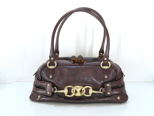 GUCCI Guccissima Horsebit Handbag 159399 Boston Bag Handbag
