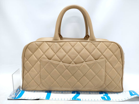 CHANEL Caviar Skin Coco Mark Mini Boston Handbag