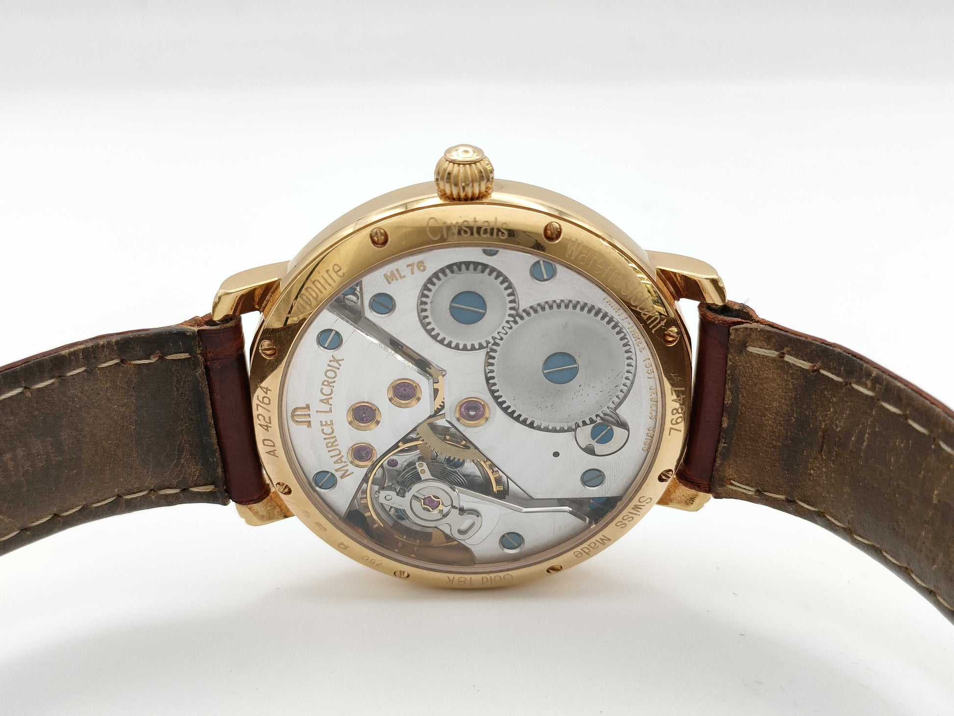 MAURICE LACROIX Calendar Retrograde AD42764 76847 Manual Winding 18K Yellow Gold Men's Watch