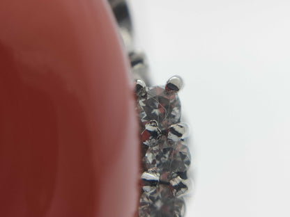 Coral Ring, Diameter: Approx. 13.1mm x 18.1mm, D0.10ct, PT900, 10.5g 
