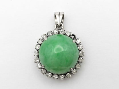 Jadeite Diamond Sterling Silver 4.5g Pendant Top 