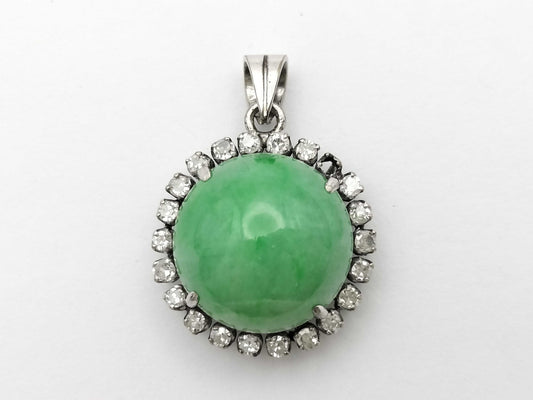 Jadeite Diamond Sterling Silver 4.5g Pendant Top 
