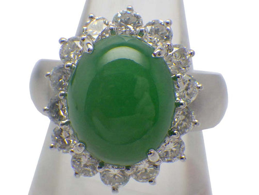 Jadeite 6.05ct D1.47ct PT900 15.2g Ring 