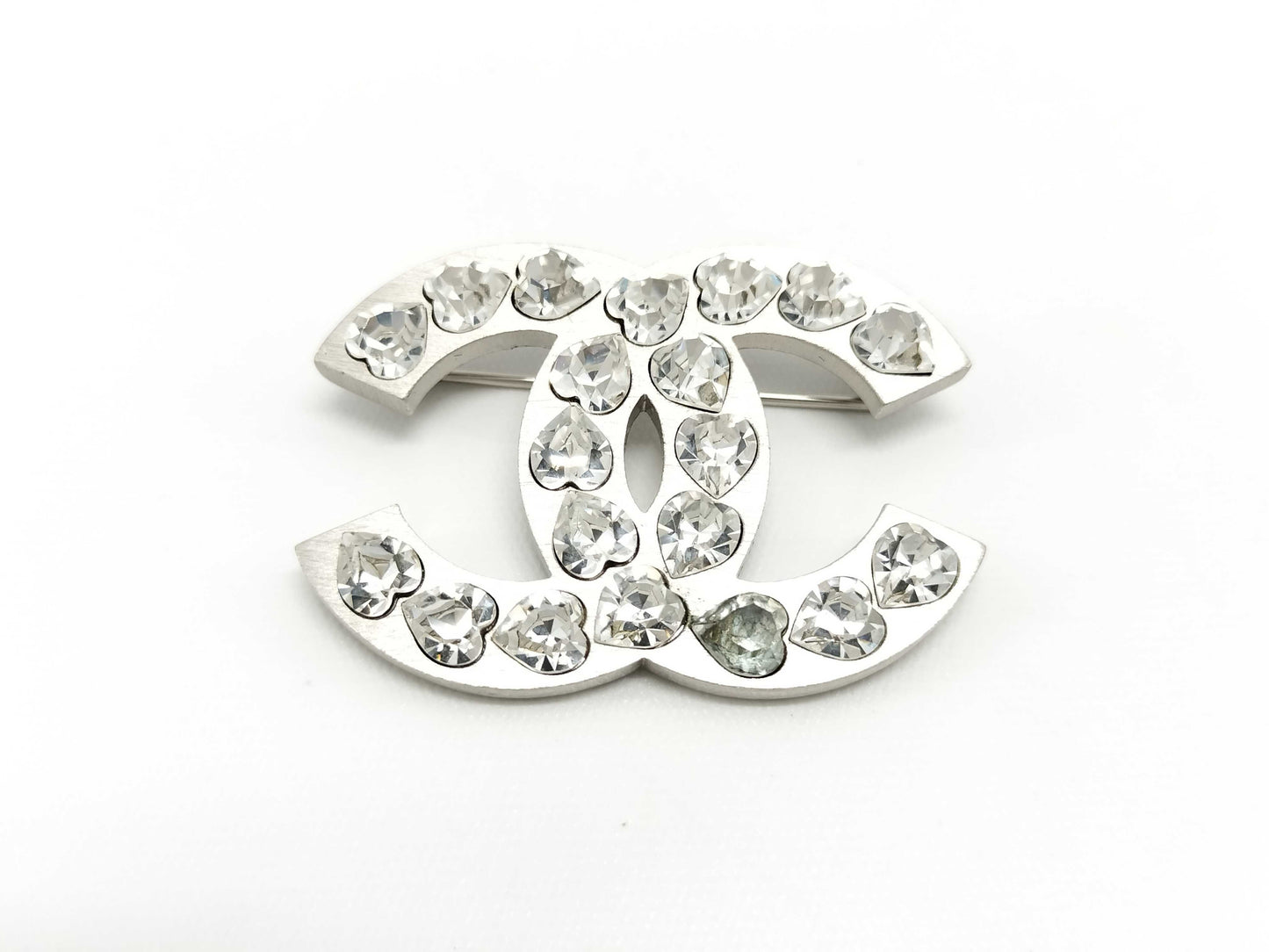 CHANEL Heart Rhinestone 04A Brooch