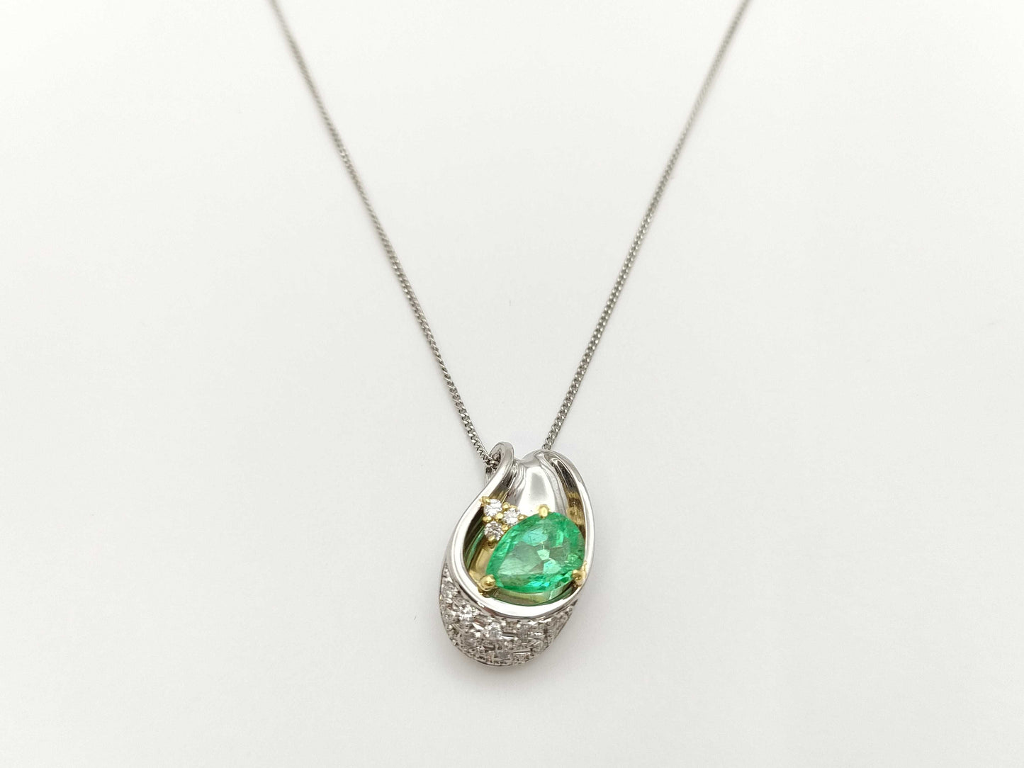E1.29ct D0.16ct Pt999/Pt900/K18 7.9g Necklace 