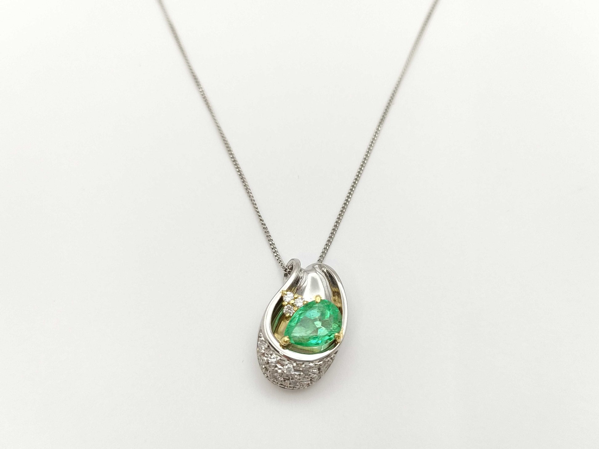 E1.29ct D0.16ct Pt999/Pt900/K18 7.9g Necklace 