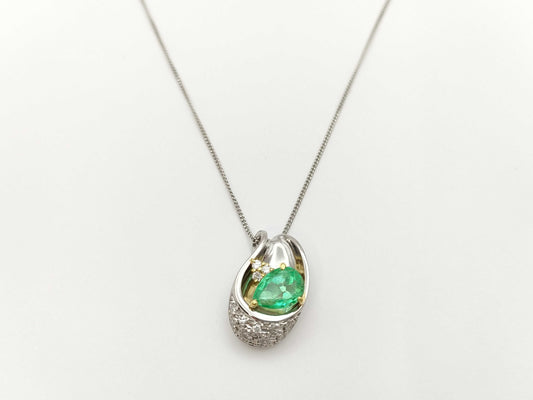 E1.29ct D0.16ct Pt999/Pt900/K18 7.9g Necklace 