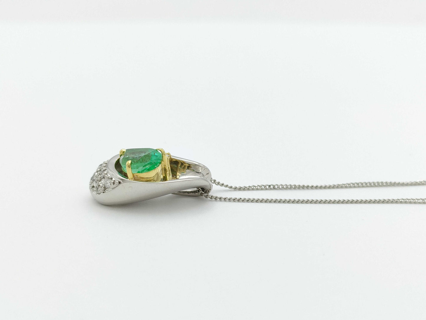 E1.29ct D0.16ct Pt999/Pt900/K18 7.9g Necklace 