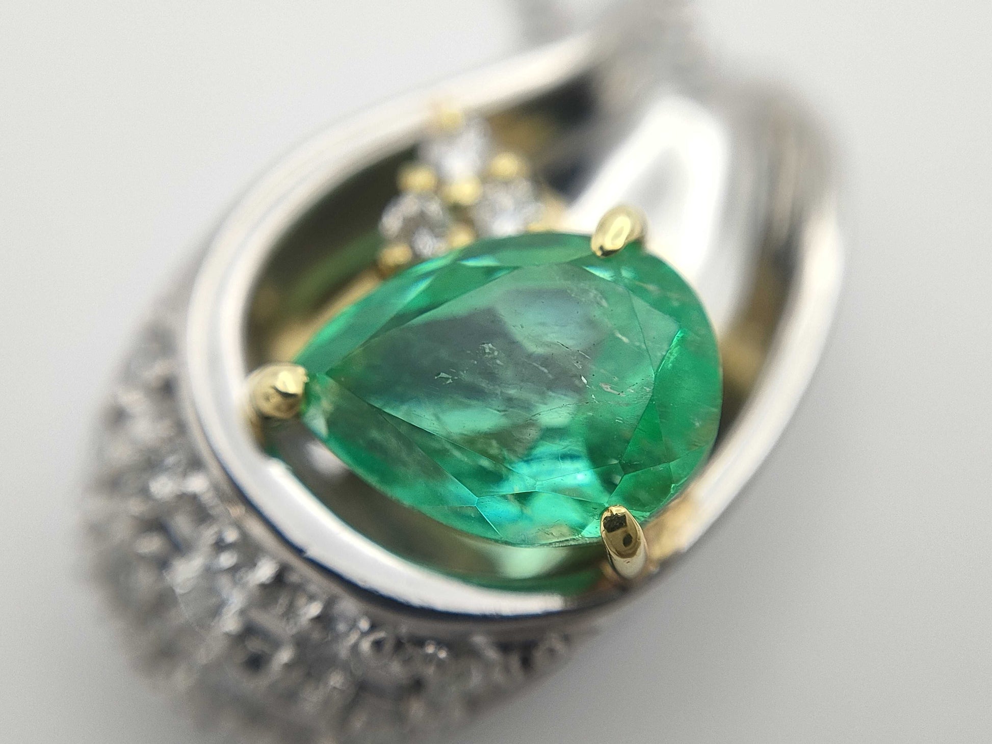 E1.29ct D0.16ct Pt999/Pt900/K18 7.9g Necklace 