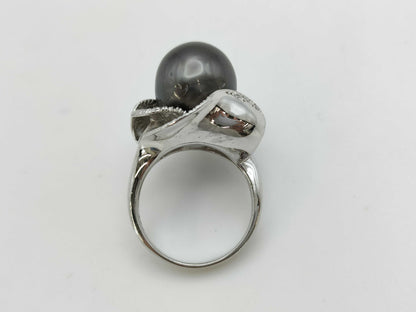 Pearl diameter: approx. 13.2*12.6mm, D0.02ct, PT900, 15.6g, Ring 
