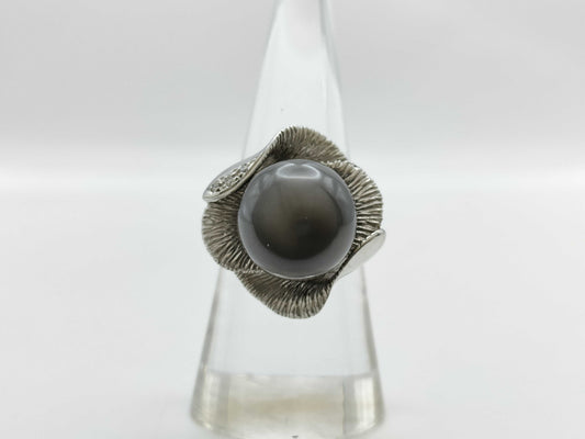 Pearl diameter: approx. 13.2*12.6mm, D0.02ct, PT900, 15.6g, Ring 