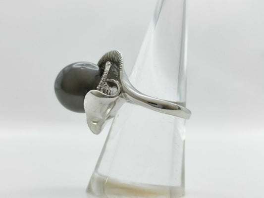 Pearl diameter: approx. 13.2*12.6mm, D0.02ct, PT900, 15.6g, Ring 