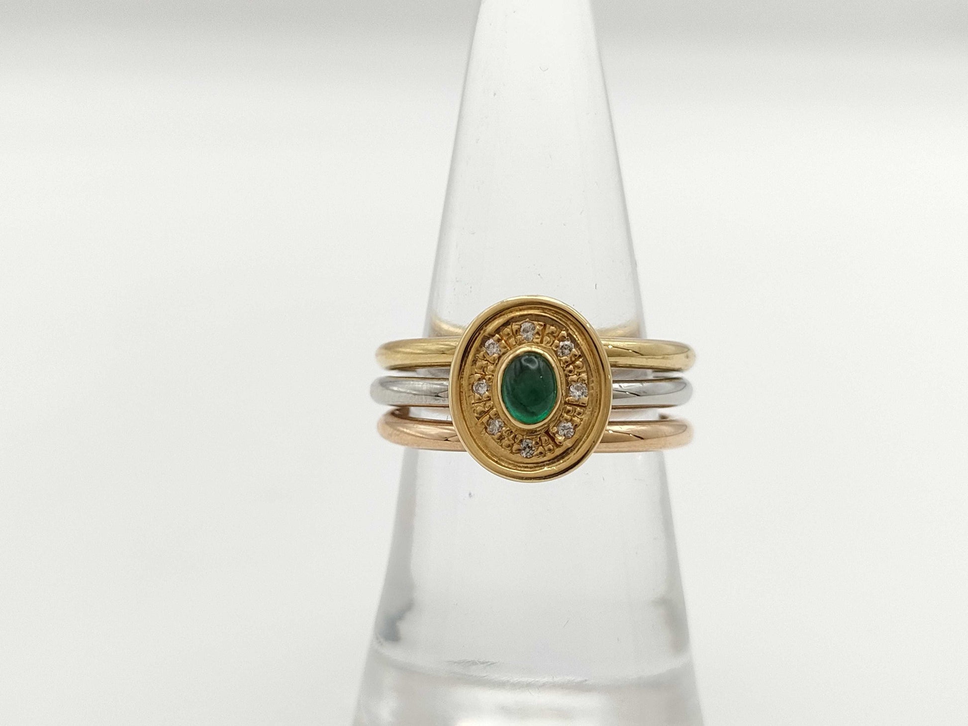 Cabochon E0.22ct D0.04ct K18/PT900 10.3g Ring 