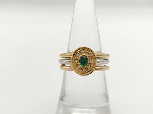 Cabochon E0.22ct D0.04ct K18/PT900 10.3g Ring 