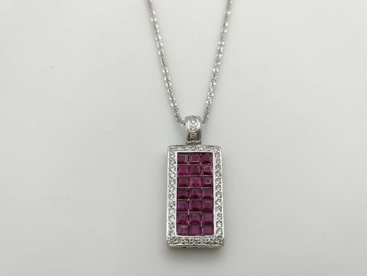 R1.7ct D0.3ct K18WG 6.8g Necklace 