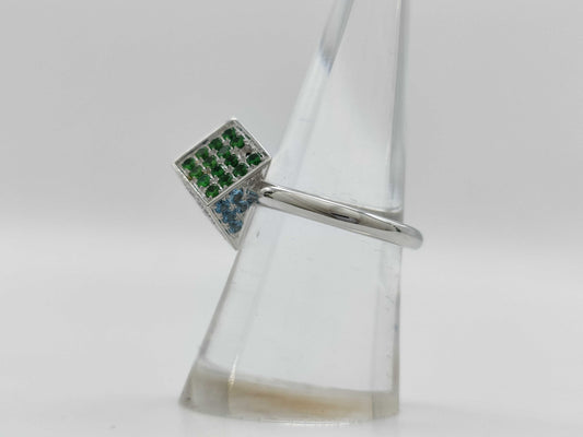 TESORO Topaz, Green Grossular Garnet, and Pink Tourmaline 750 Ring, 9.1g 