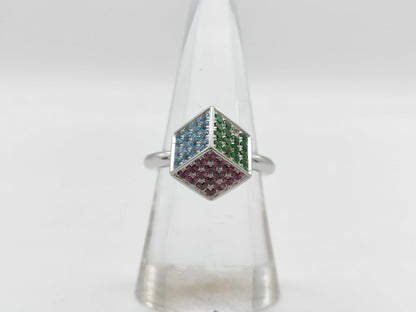 TESORO Topaz, Green Grossular Garnet, and Pink Tourmaline 750 Ring, 9.1g 