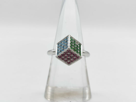TESORO Topaz, Green Grossular Garnet, and Pink Tourmaline 750 Ring, 9.1g 