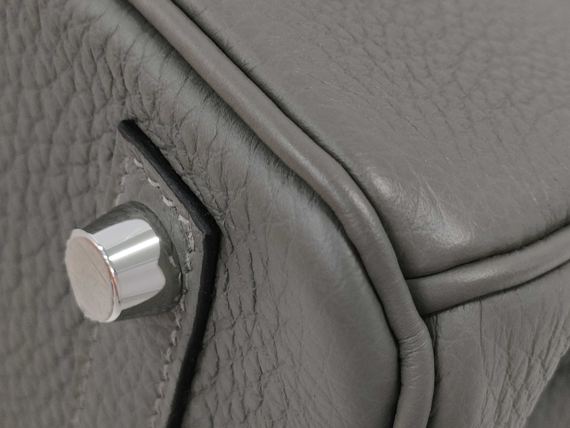 HERMES Birkin 25 Togo Etain Stainless Steel B Stamp Handbag