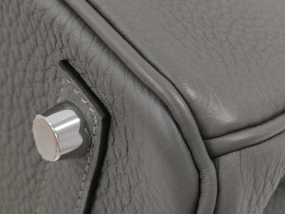 HERMES Birkin 25 Togo Etain Stainless Steel B Stamp Handbag