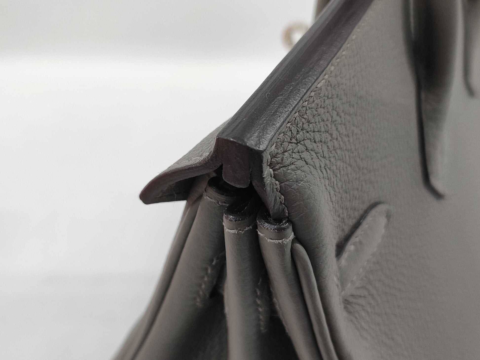 HERMES Birkin 25 Togo Etain Stainless Steel B Stamp Handbag
