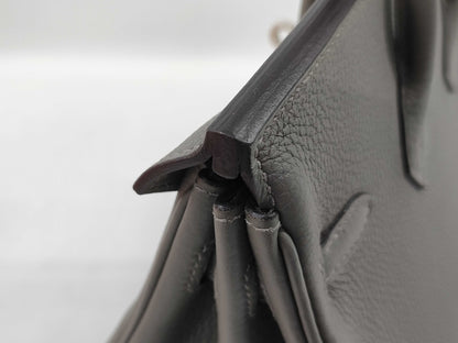 HERMES Birkin 25 Togo Etain Stainless Steel B Stamp Handbag