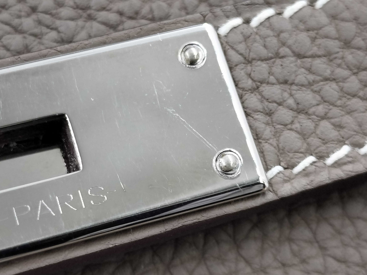 HERMES Birkin 35 Togo Etoupe Stainless Steel Y Stamp Handbag