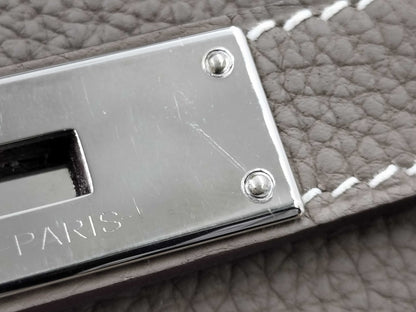 HERMES Birkin 35 Togo Etoupe Stainless Steel Y Stamp Handbag