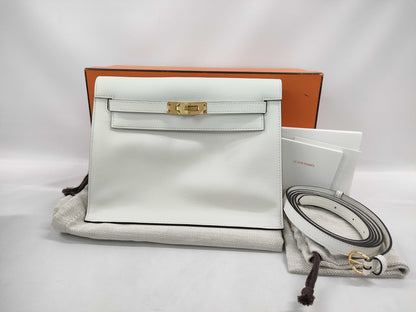 HERMES Kelly Dance Verso Evercolor Mushroom Craft GP B Stamp Shoulder Bag