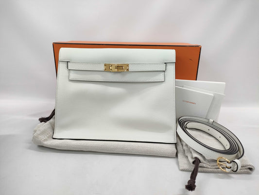 HERMES Kelly Dance Verso Evercolor Mushroom Craft GP B Stamp Shoulder Bag