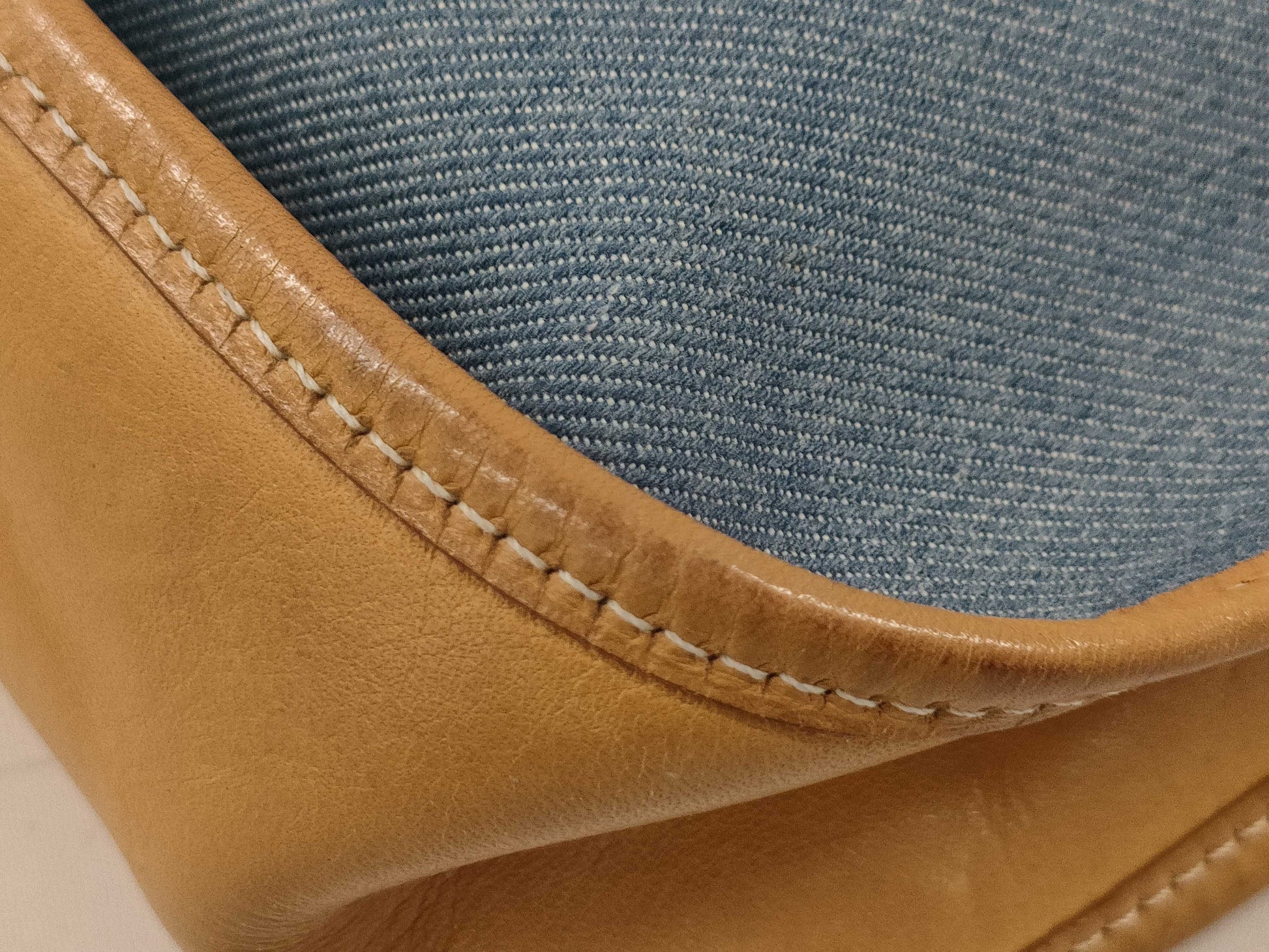 HERMES Evelyn 1GM Toile Jean Vache Gold GP 〇X Stamped Shoulder Bag