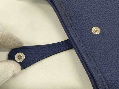 HERMES Evelyn TPM Taurillon Blue Saphir Stainless Steel Y Stamp Shoulder Bag