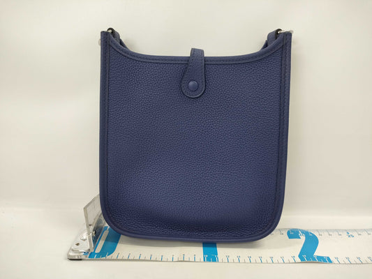 HERMES Evelyn TPM Taurillon Blue Saphir Stainless Steel Y Stamp Shoulder Bag