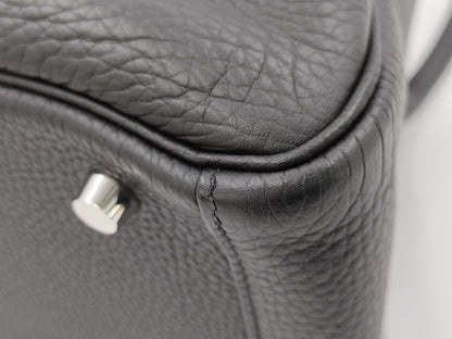 HERMES Lindy 30 Taurillon Clemence Black Stainless Steel Handbag with A Stamp