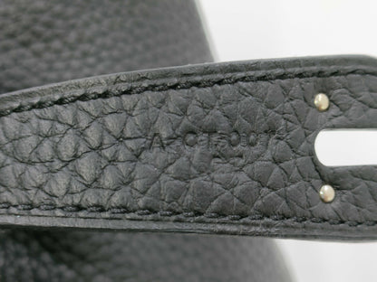 HERMES Lindy 30 Taurillon Clemence Black Stainless Steel Handbag with A Stamp