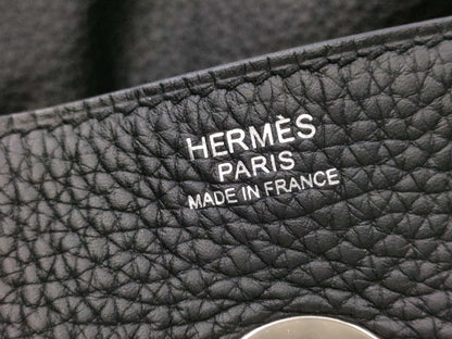 HERMES Lindy 30 Taurillon Clemence Black Stainless Steel Handbag with A Stamp
