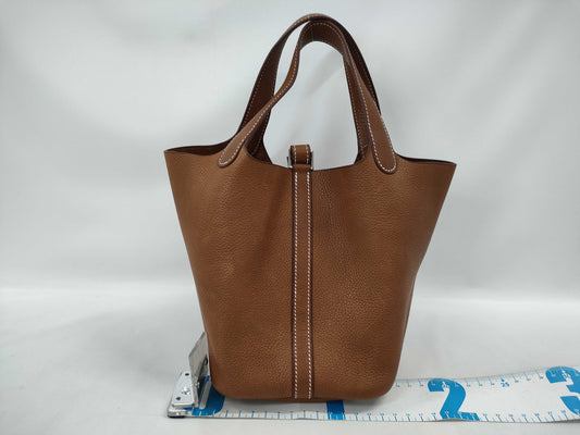 HERMES Picotin Lock PM Barenia Gold Stainless Steel W Stamp Handbag