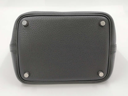 HERMES Picotin Lock PM Taurillon Clemence Black Stainless Steel Handbag with W Stamp
