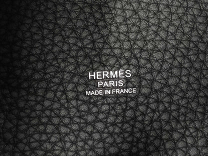 HERMES Picotin Lock PM Taurillon Clemence Black Stainless Steel Handbag with W Stamp
