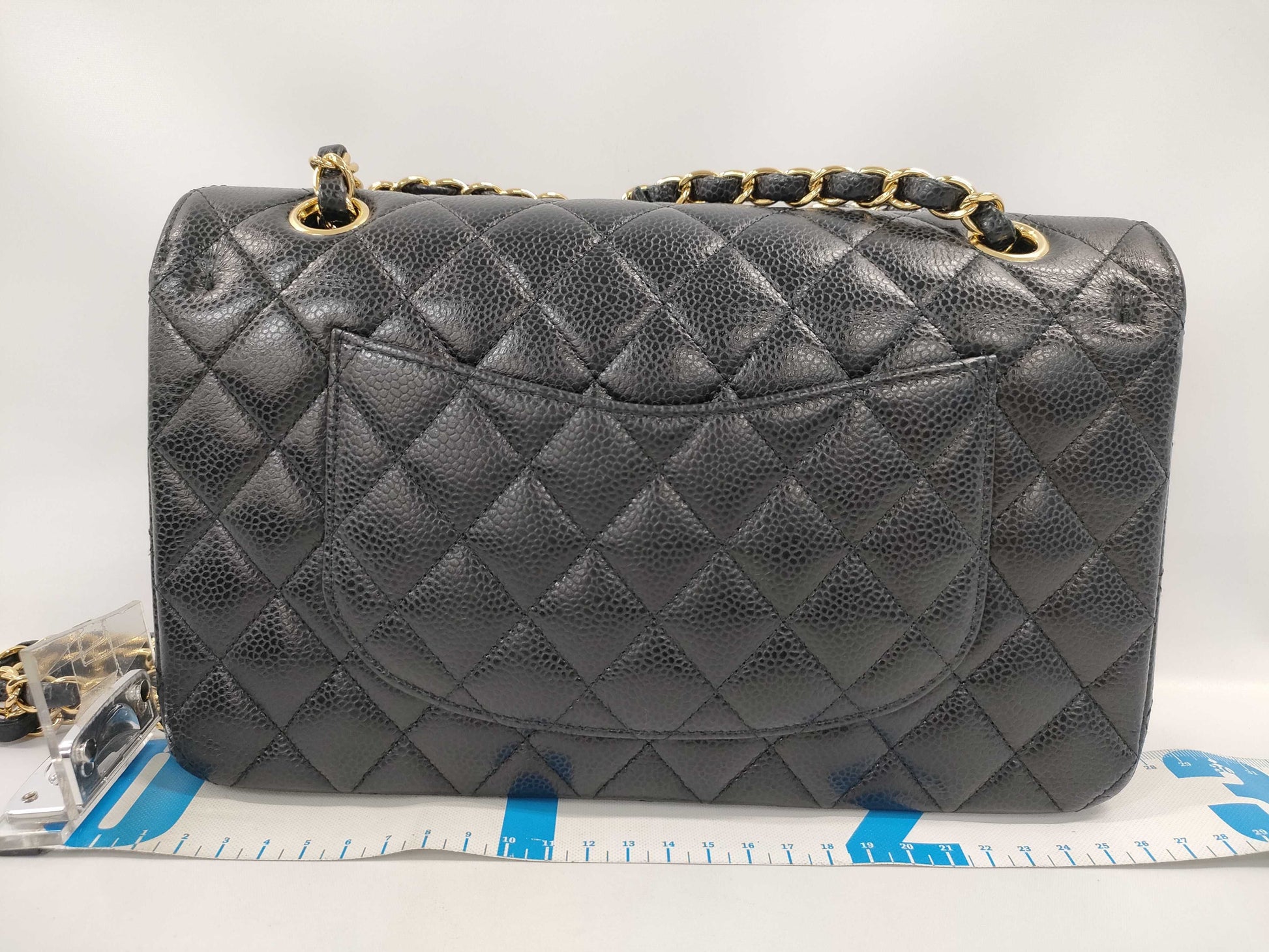 CHANEL Double Flap Caviar Black GP Shoulder Bag