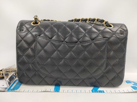 CHANEL Double Flap Caviar Black GP Shoulder Bag