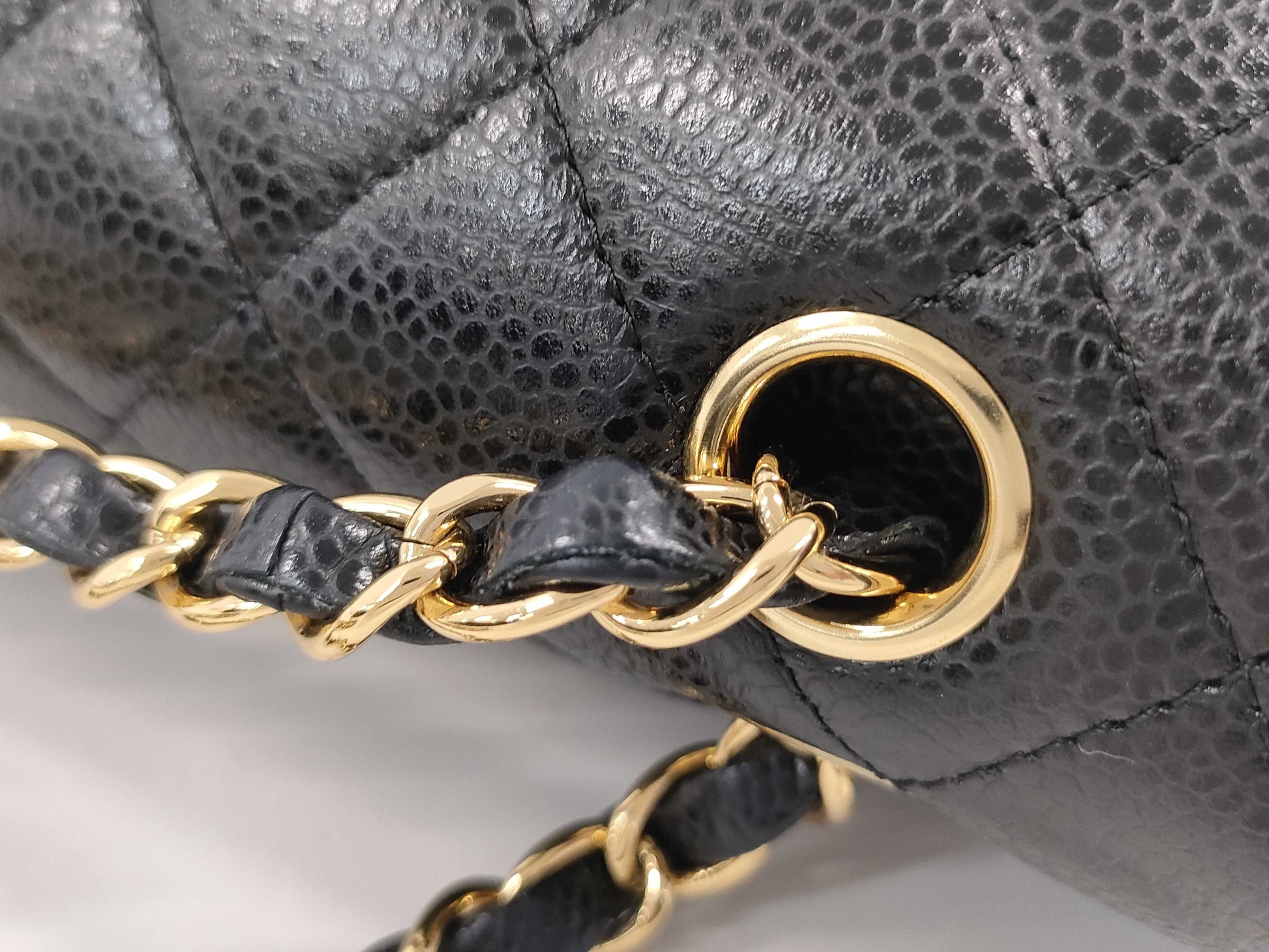 CHANEL Double Flap Caviar Black GP Shoulder Bag