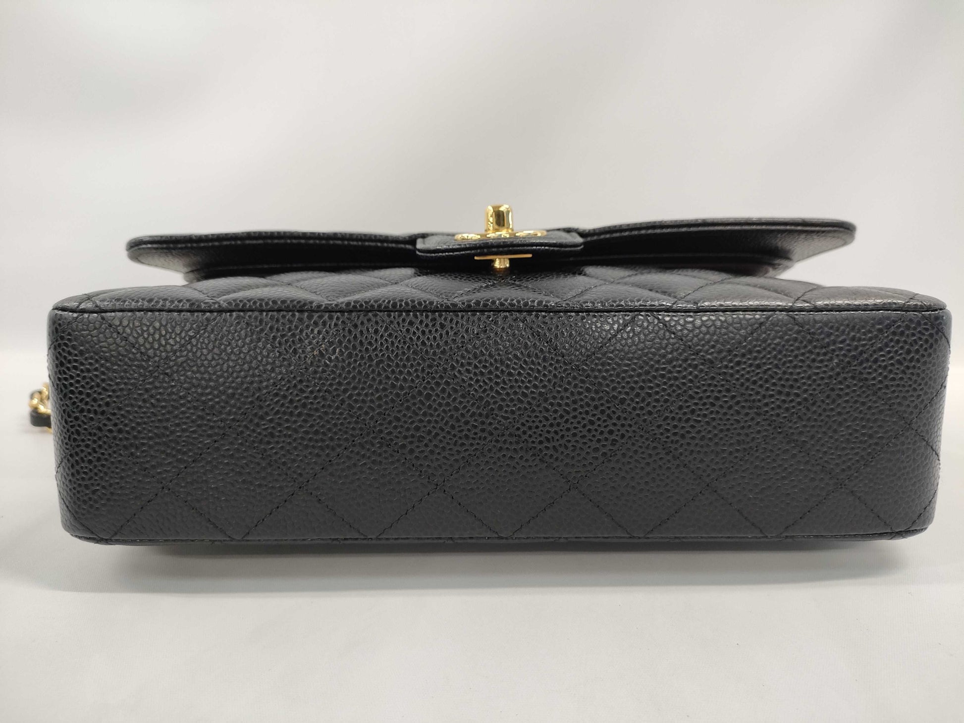 CHANEL Double Flap Caviar Black GP Shoulder Bag