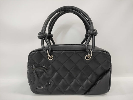 CHANEL Cambon Line Bowling Bag Mini Calfskin Black SS Handbag