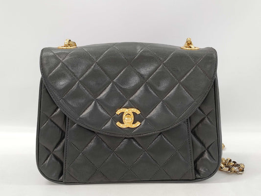 CHANEL Jeweled Chain Shoulder Bag, Lamb, Black, GP