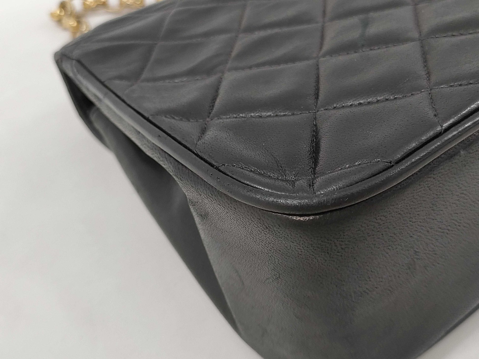 CHANEL Jeweled Chain Shoulder Bag, Lamb, Black, GP