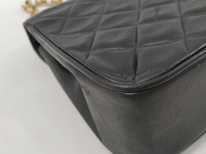 CHANEL Jeweled Chain Shoulder Bag, Lamb, Black, GP