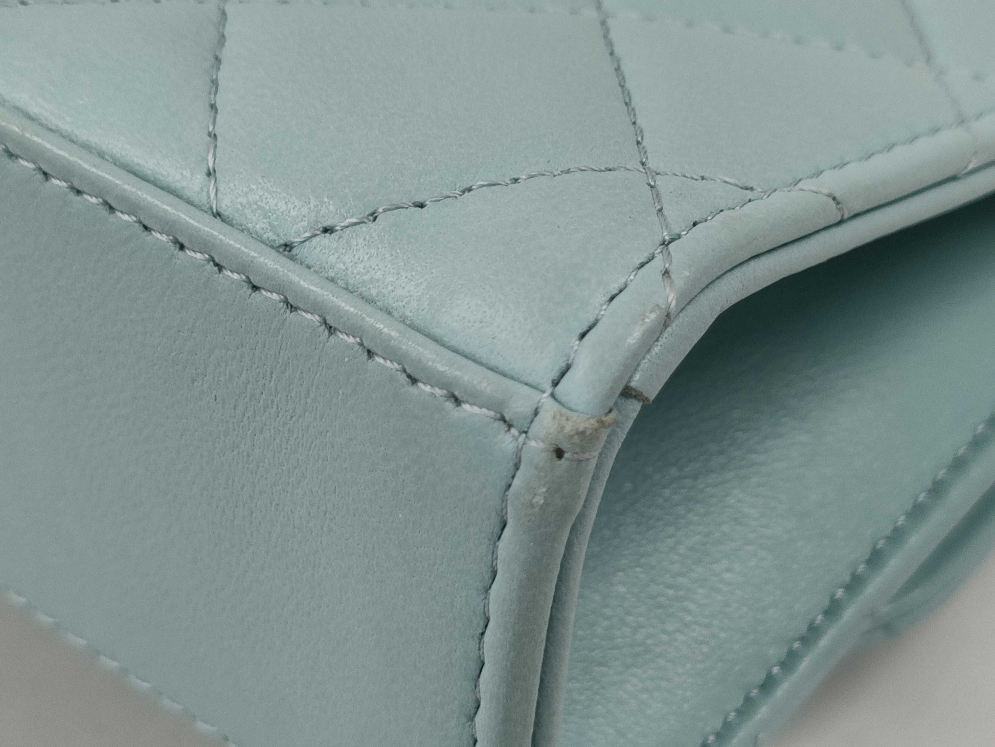 CHANEL Mini Chain Shoulder Bag in Lamb Light Blue GP